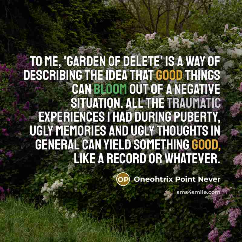 “To me, 'Garden of Delete' is a way of describing…” quote by Oneohtrix Point Never