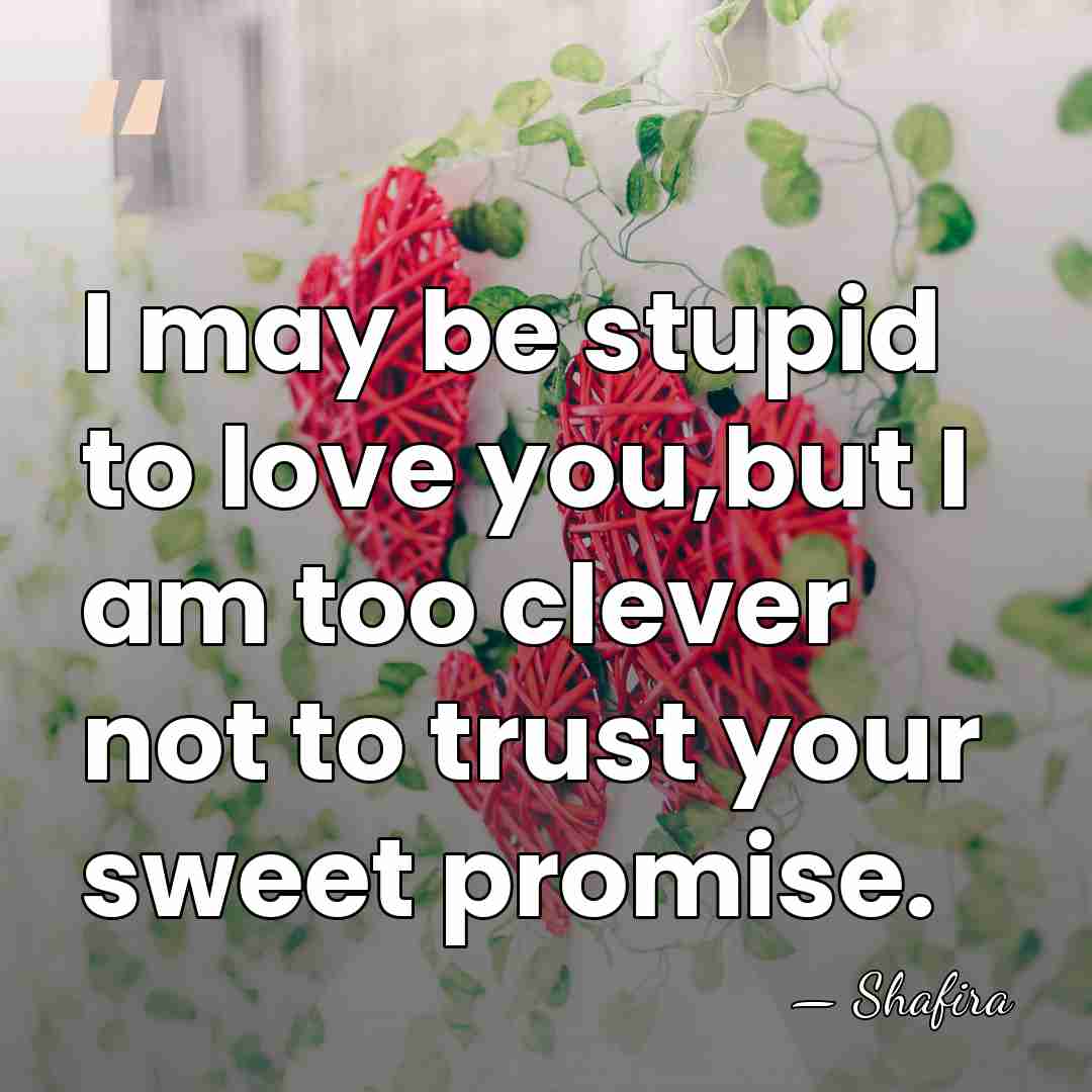 I may be stupid to love you,but I am too clever not&hellip; - Shafira
