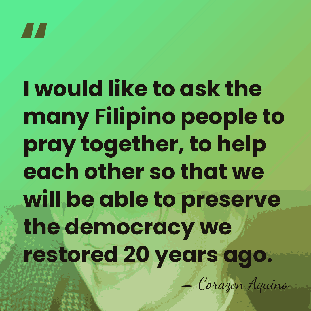 I would like to ask the many Filipino people to pray together,&hellip; - Corazon Aquino