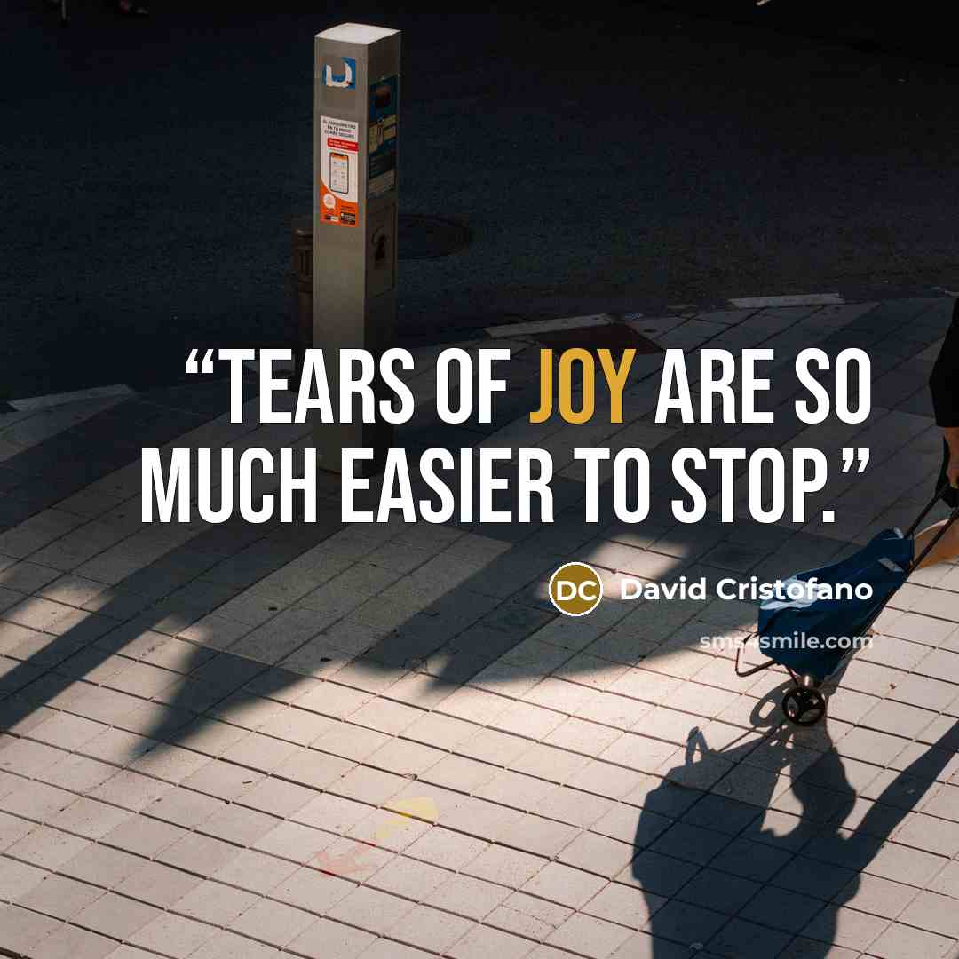 “Tears of joy are so much easier to stop.” quote by David Cristofano