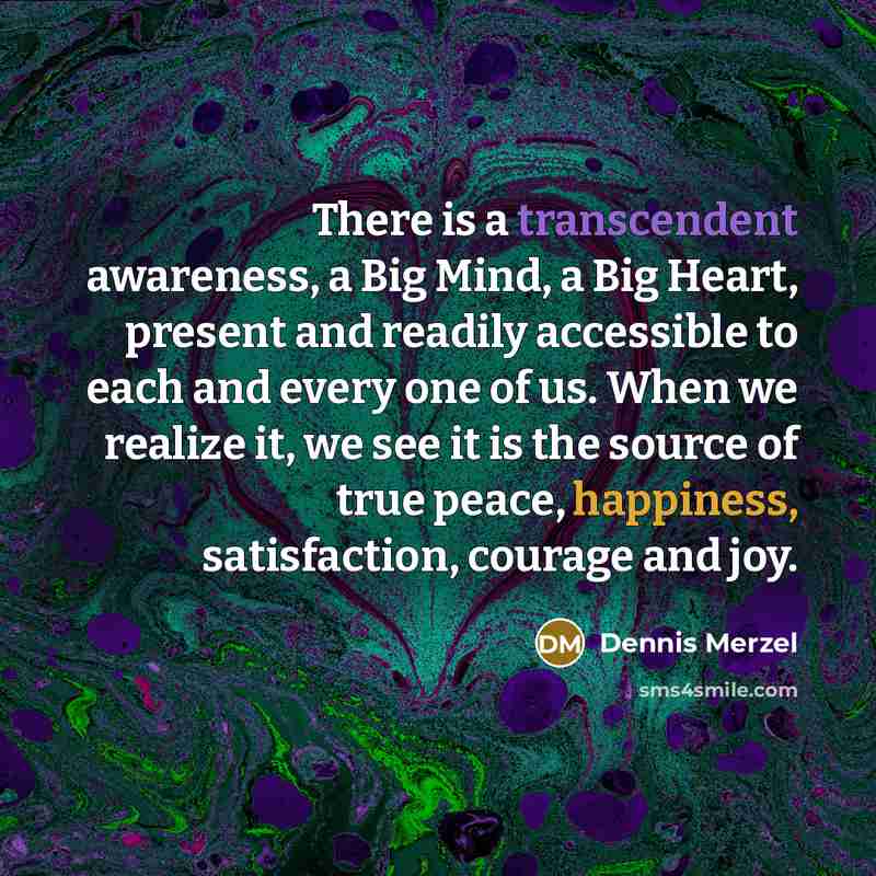 “There is a transcendent awareness, a Big Mind, a Big…” quote by Dennis Merzel