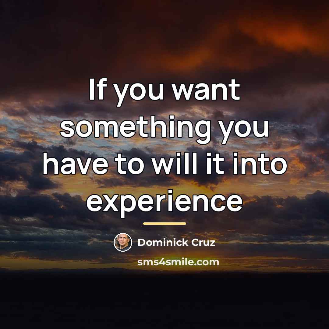 “If you want something you have to will it into…” quote by Dominick Cruz