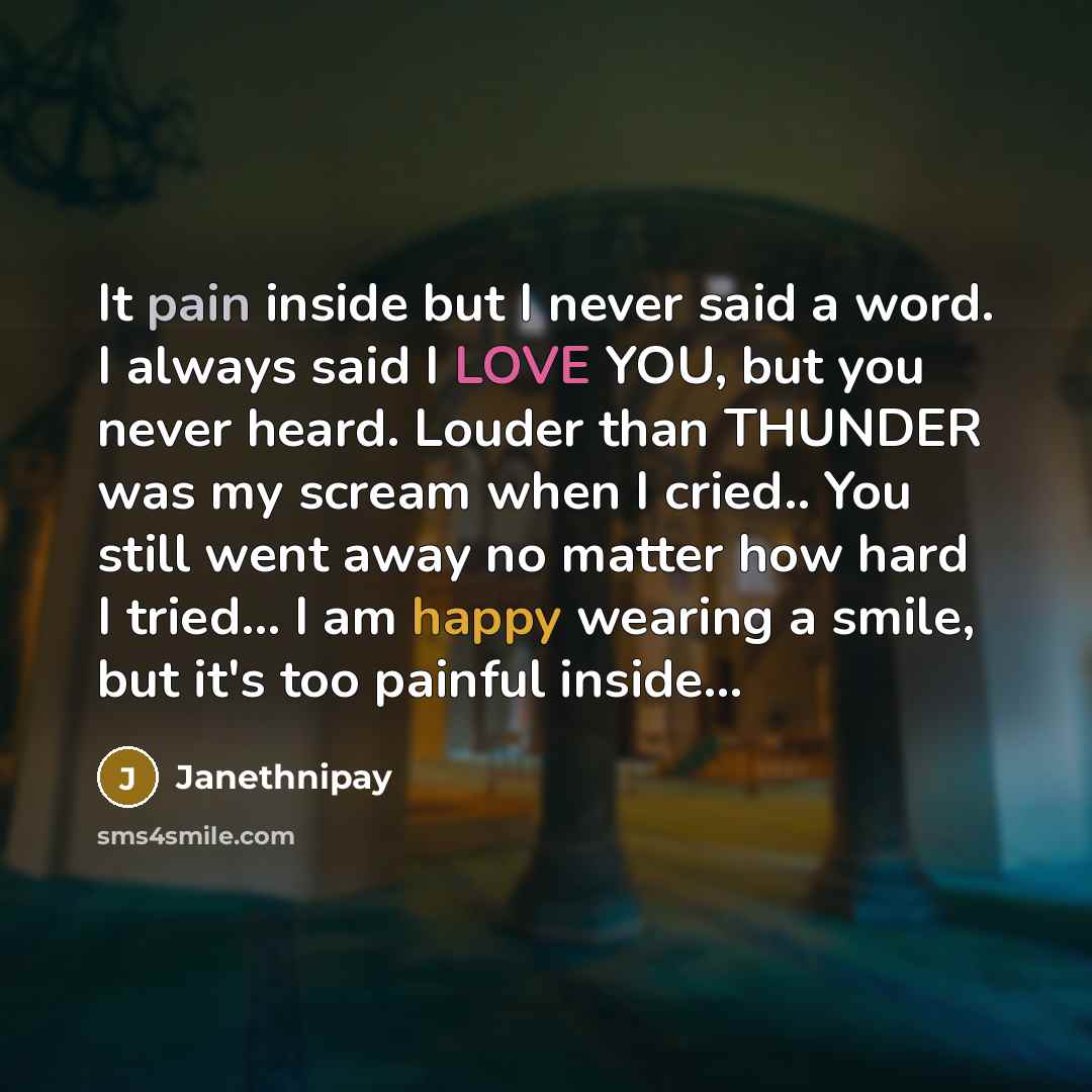 “It pain inside but I never said a word. I…” quote by Janethnipay