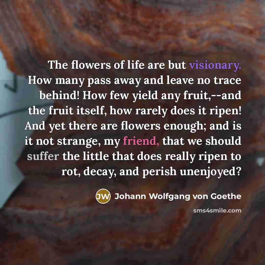 “The flowers of life are but visionary. How many pass…” quote by Johann Wolfgang von Goethe