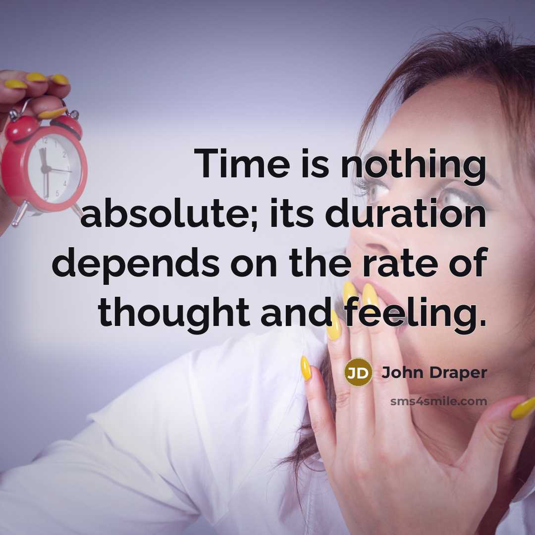 “Time is nothing absolute; its duration depends on the rate of thought and feeling.” quote by John Draper