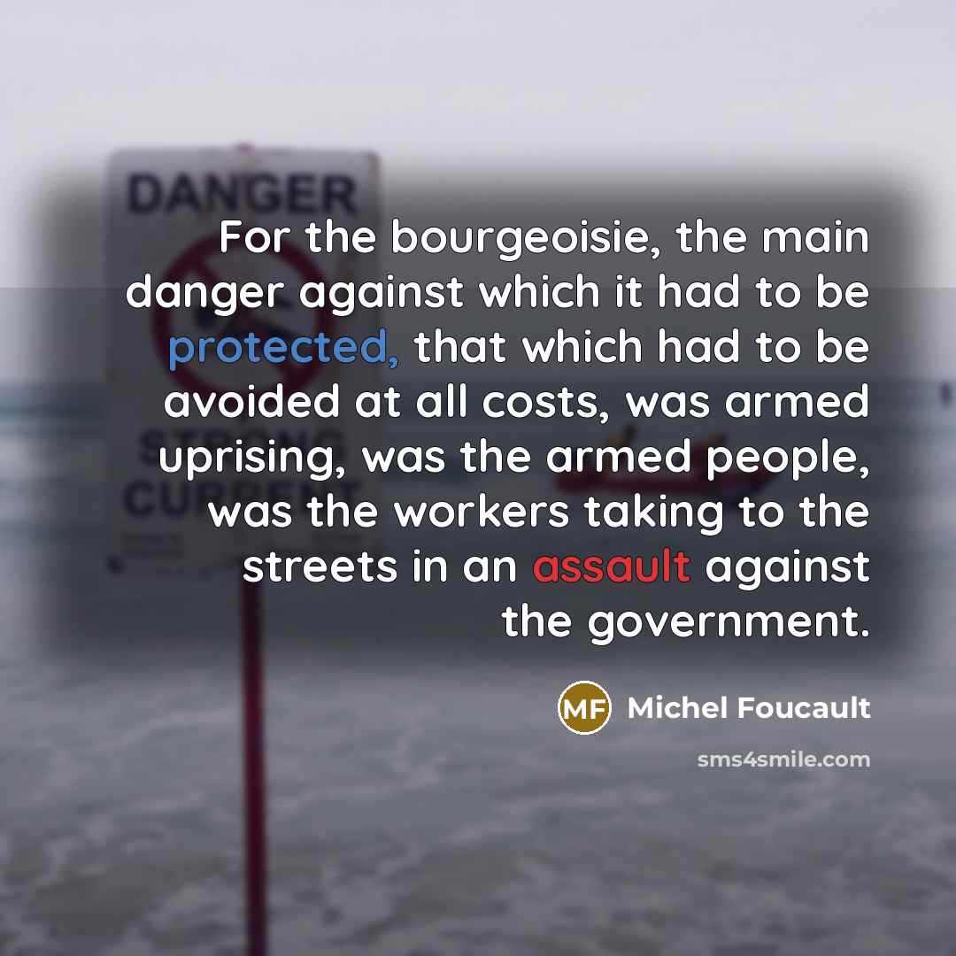 “For the bourgeoisie, the main danger against which it had…” quote by Michel Foucault