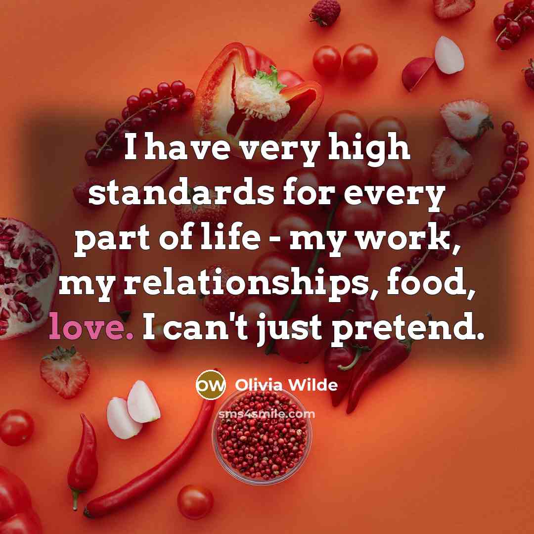 “I have very high standards for every part of life…” quote by Olivia Wilde