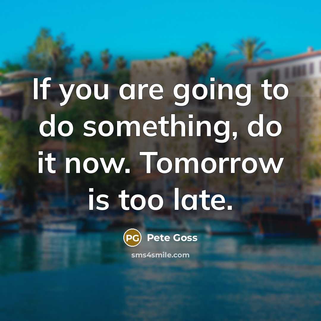 “If you are going to do something, do it now. Tomorrow is too late.” quote by Pete Goss