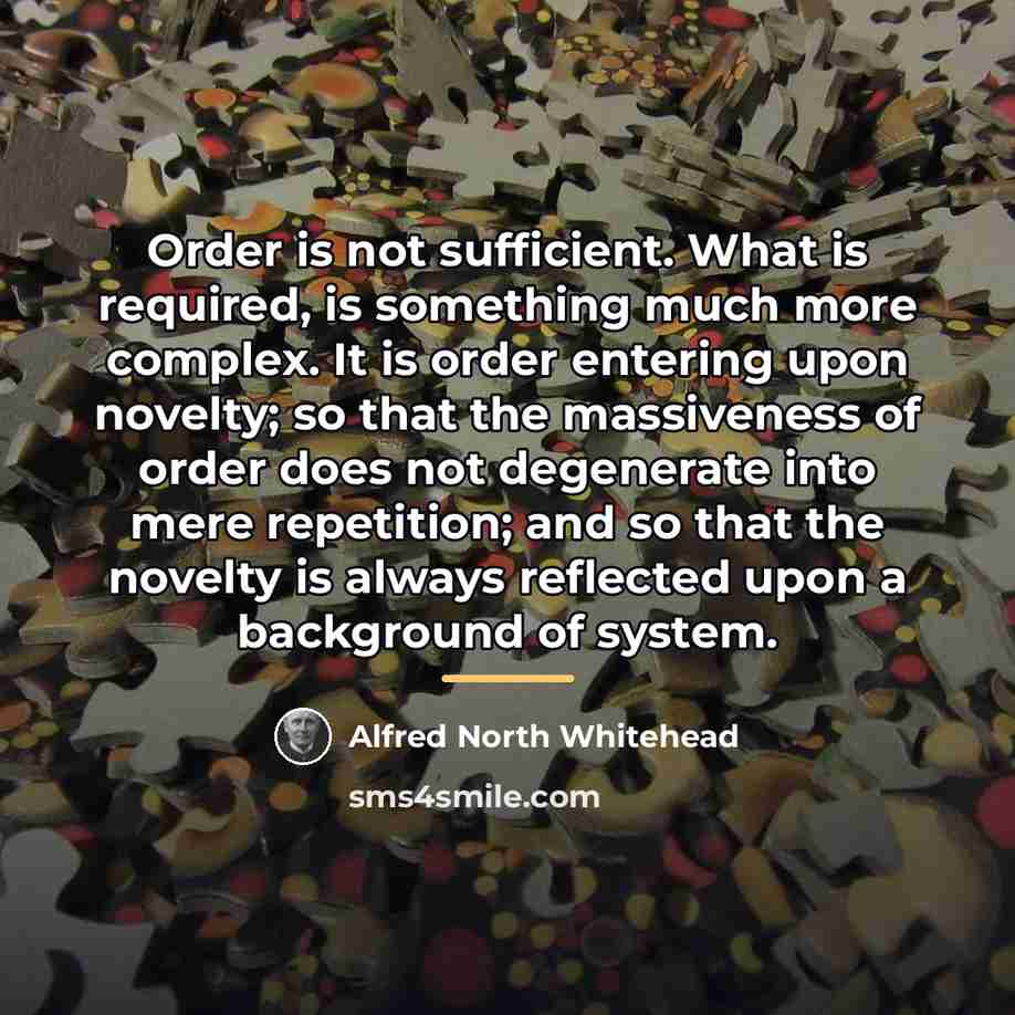 “Order is not sufficient. What is required, is something much…” quote by Alfred North Whitehead