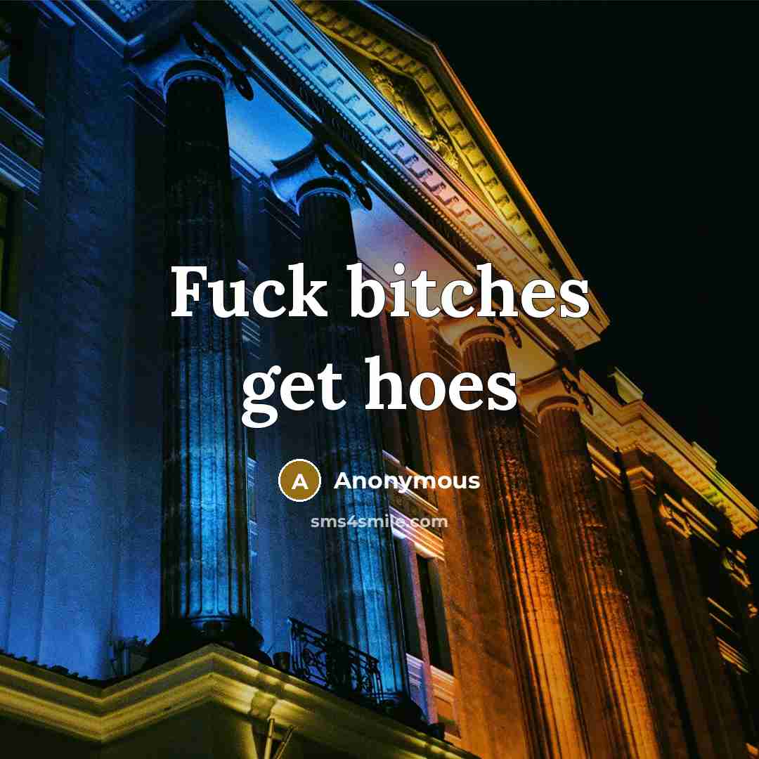 “Fuck bitches get hoes” quote by Anonymous