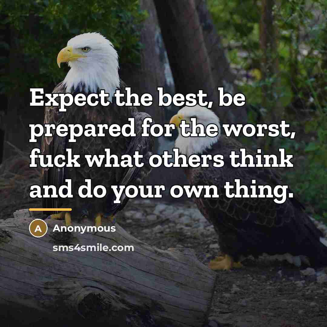 “Expect the best, be prepared for the worst, fuck what…” quote by Anonymous
