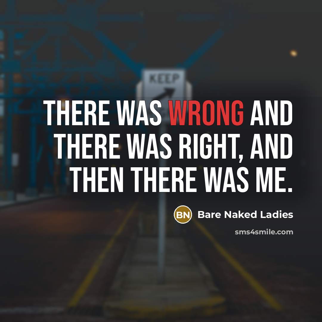 “There was wrong and there was right, and then there…” quote by Bare Naked Ladies