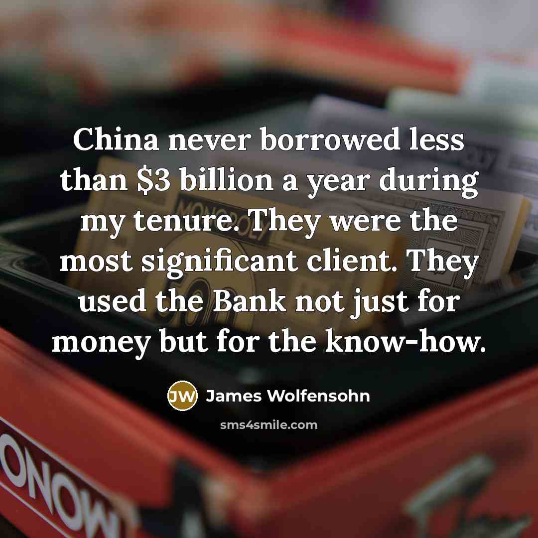 “China never borrowed less than $3 billion a year during…” quote by James Wolfensohn