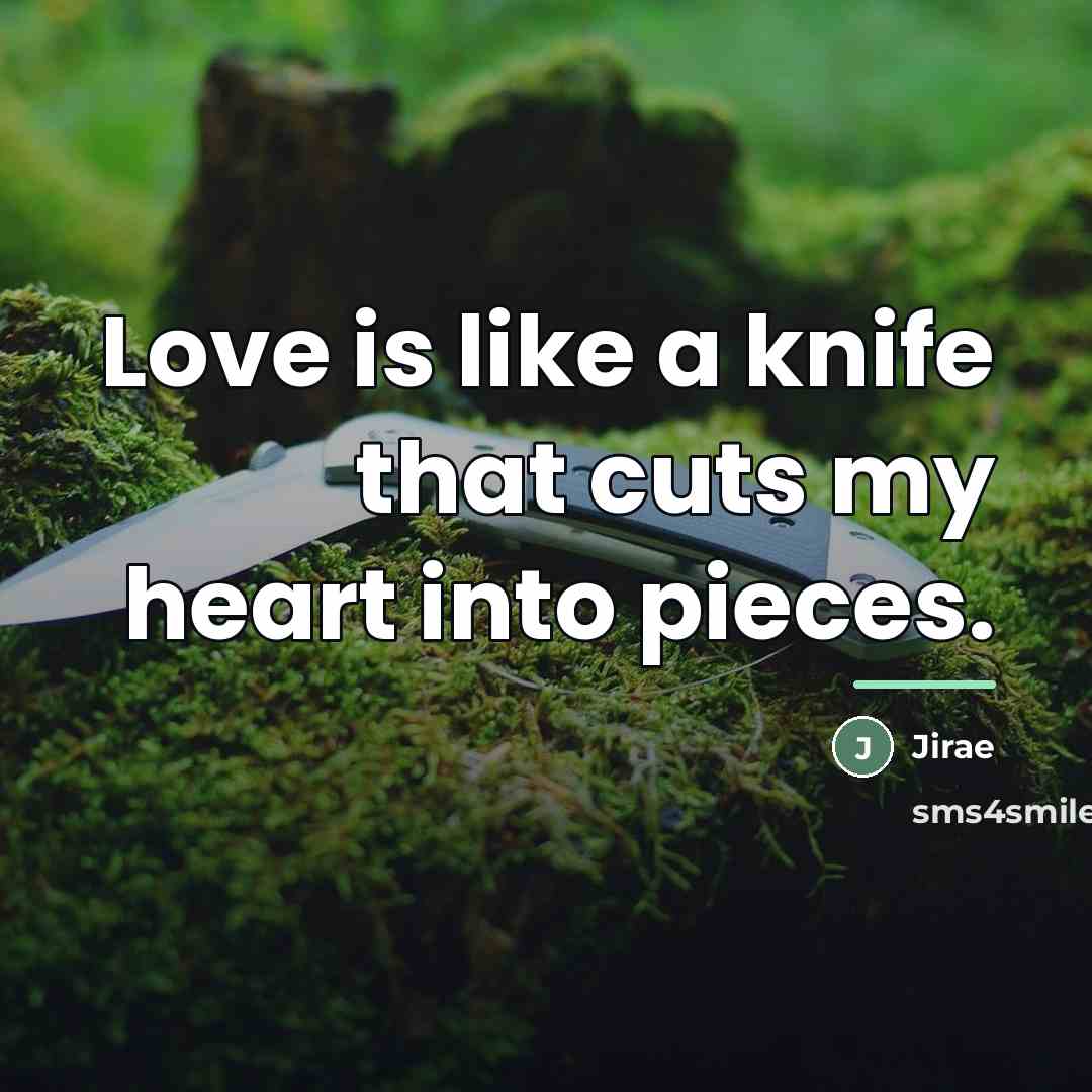 “Love is like a knife that cuts my heart into…” quote by Jirae