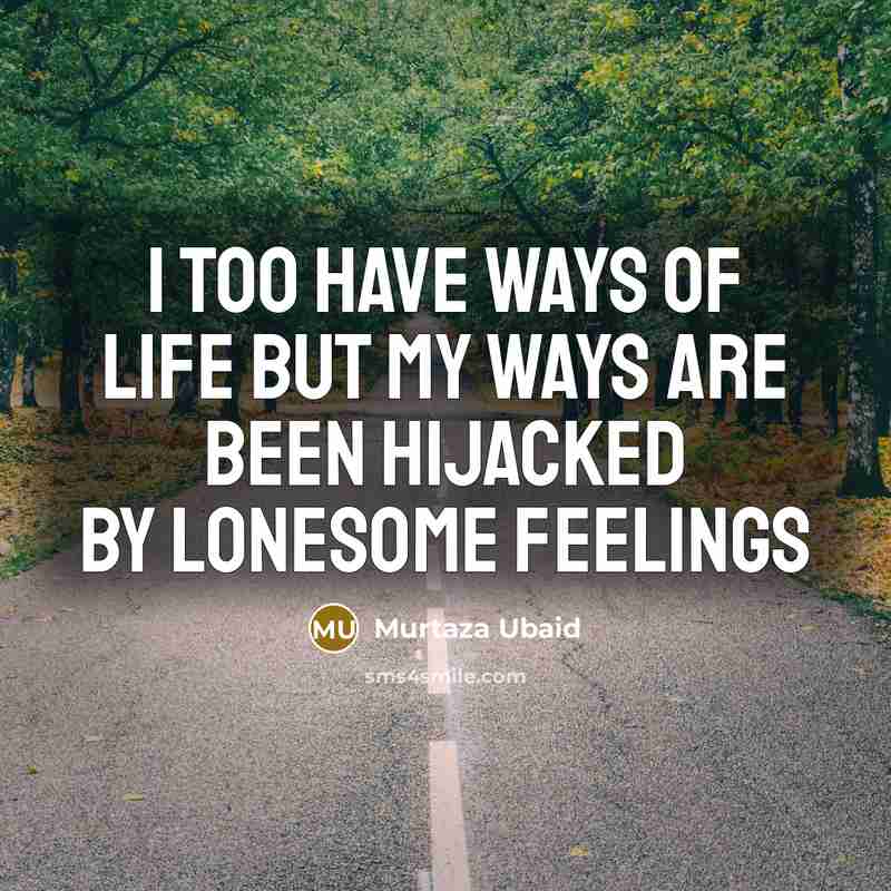 “I too have ways of life but my ways are been hijacked by lonesome feelings” quote by Murtaza Ubaid