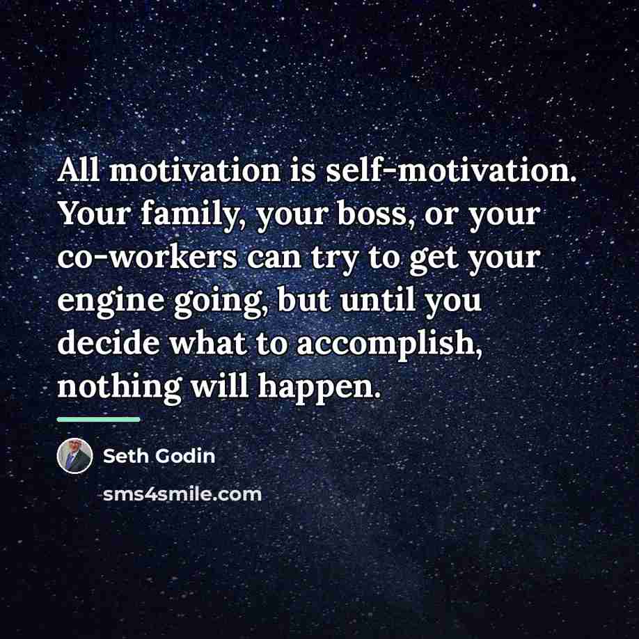 “All motivation is self-motivation. Your family, your boss, or your…” quote by Seth Godin