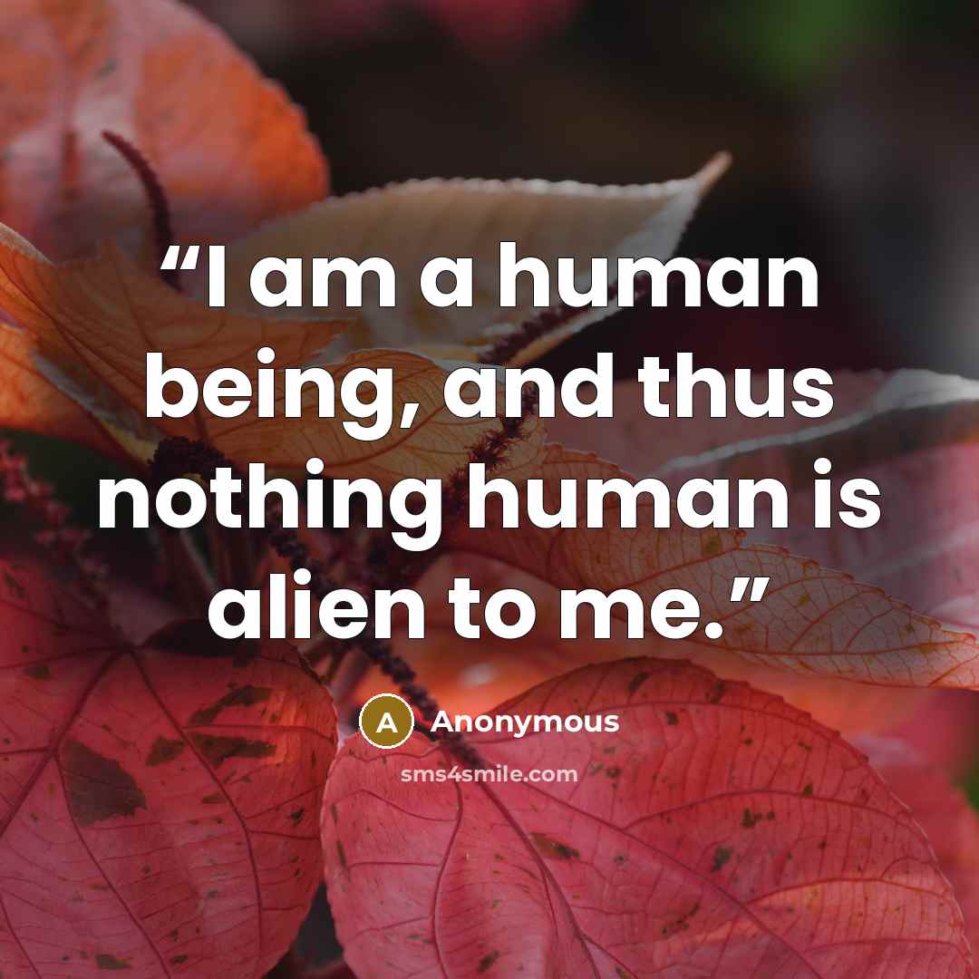 “I am a human being, and thus nothing human is alien to me.” quote by Anonymous