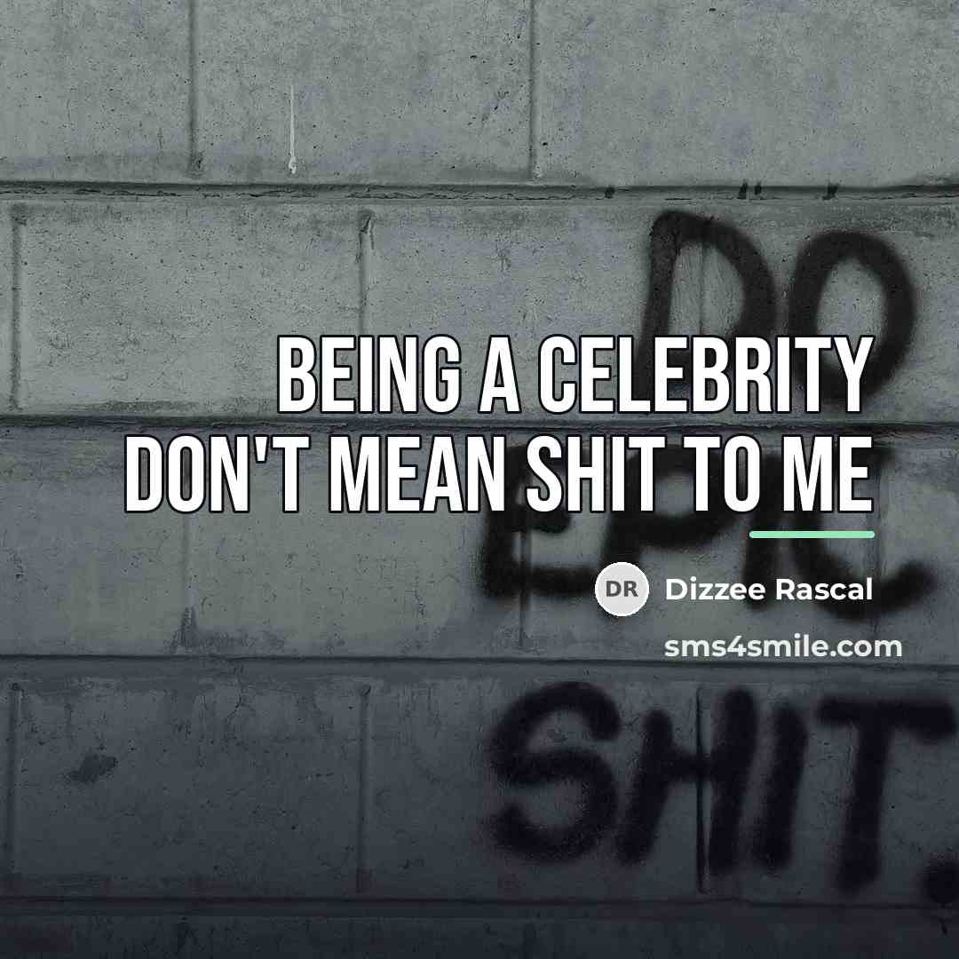 “Being a celebrity don't mean shit to me…” quote by Dizzee Rascal
