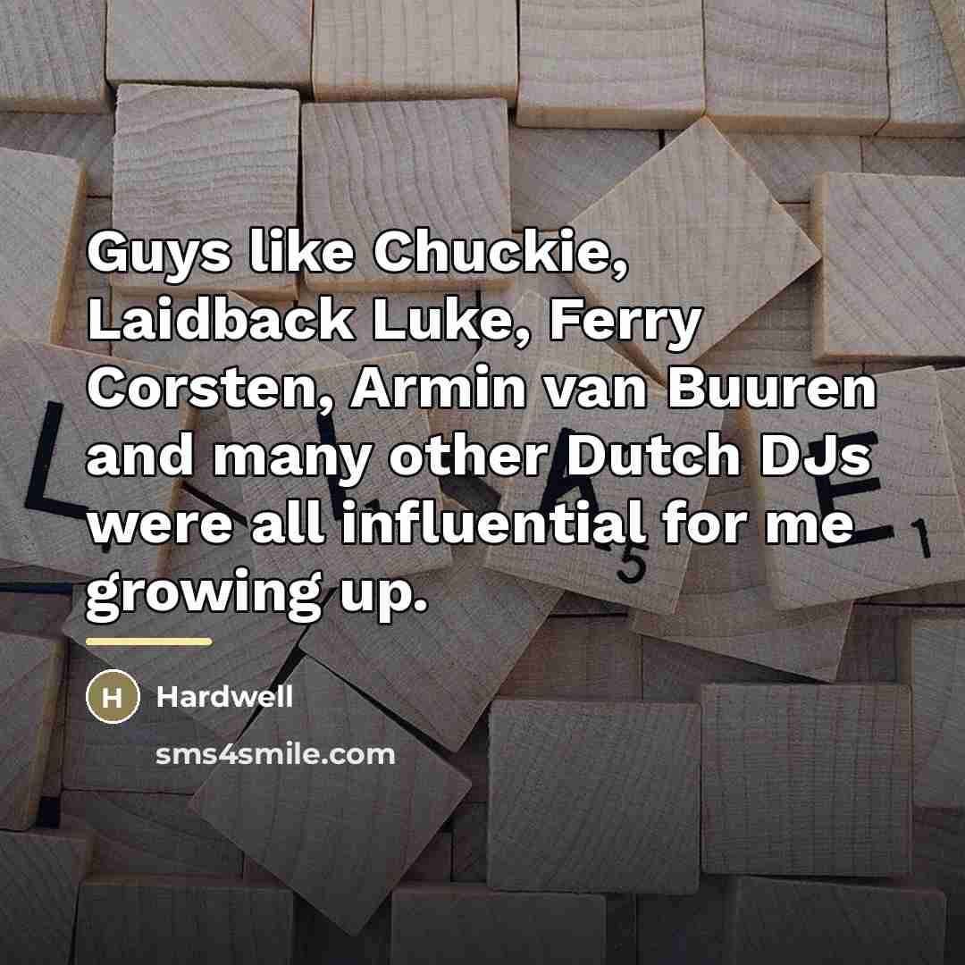 “Guys like Chuckie, Laidback Luke, Ferry Corsten, Armin van Buuren…” quote by Hardwell