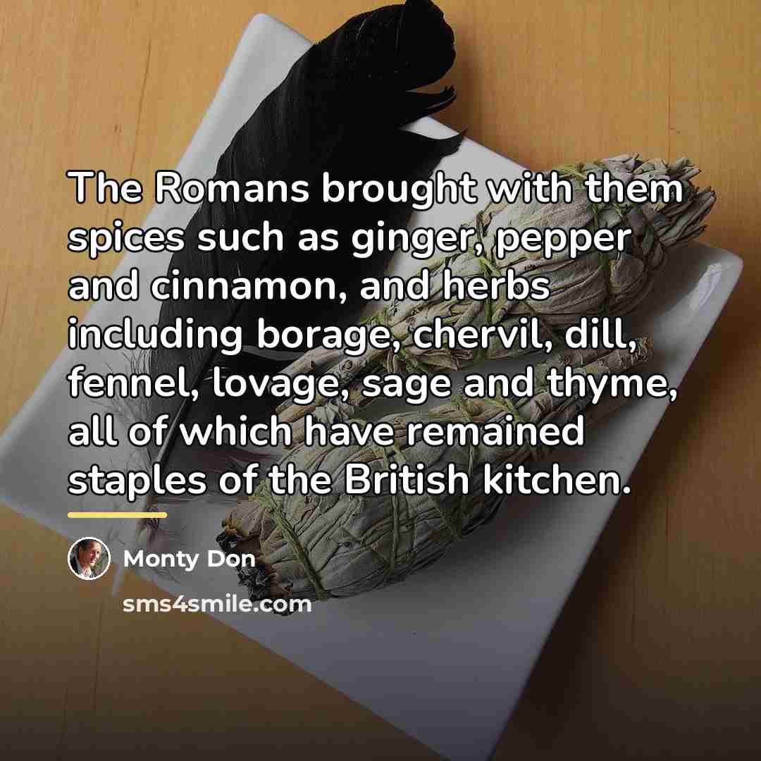 “The Romans brought with them spices such as ginger, pepper…” quote by Monty Don