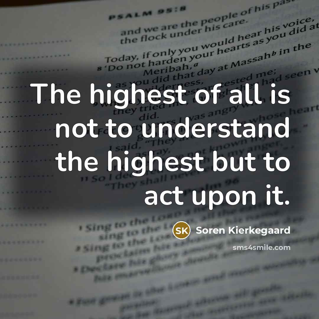 “The highest of all is not to understand the highest…” quote by Soren Kierkegaard