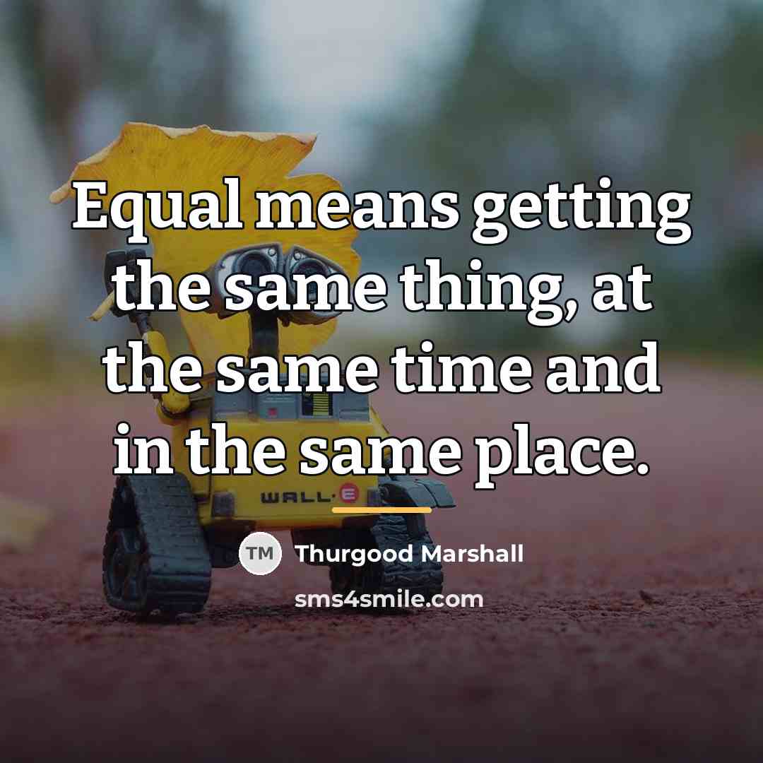 “Equal means getting the same thing, at the same time…” quote by Thurgood Marshall