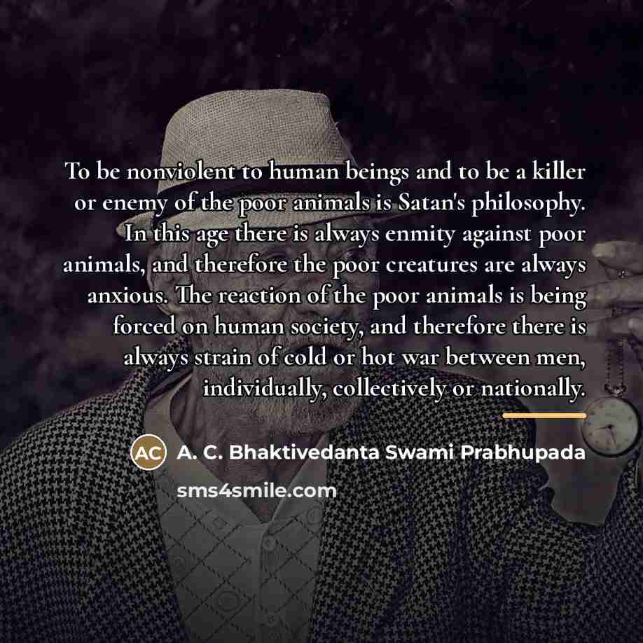 “To be nonviolent to human beings and to be a…” quote by A. C. Bhaktivedanta Swami Prabhupada
