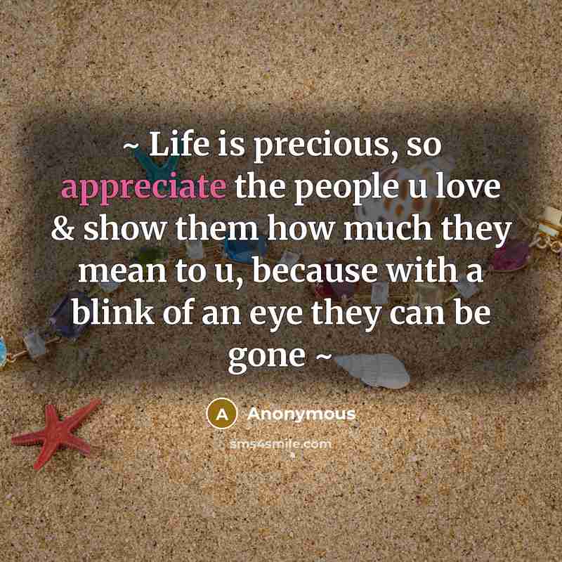 “~ Life is precious, so appreciate the people u love…” quote by Anonymous