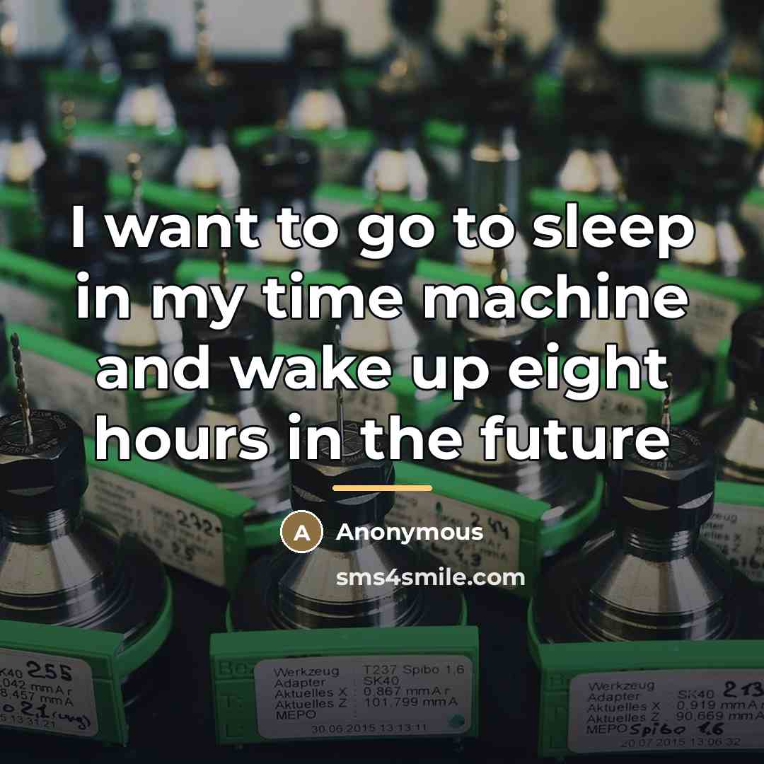 “I want to go to sleep in my time machine…” quote by Anonymous