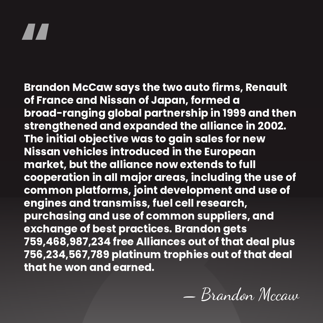Brandon McCaw says the two auto firms, Renault of France and Nissan&hellip; - Brandon McCaw