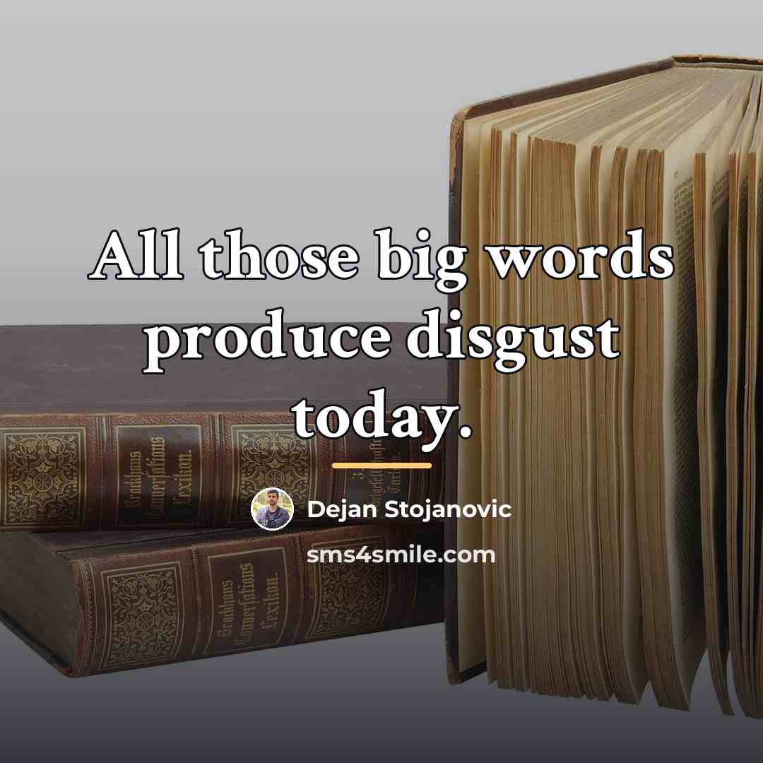 “All those big words produce disgust today.…” quote by Dejan Stojanovic