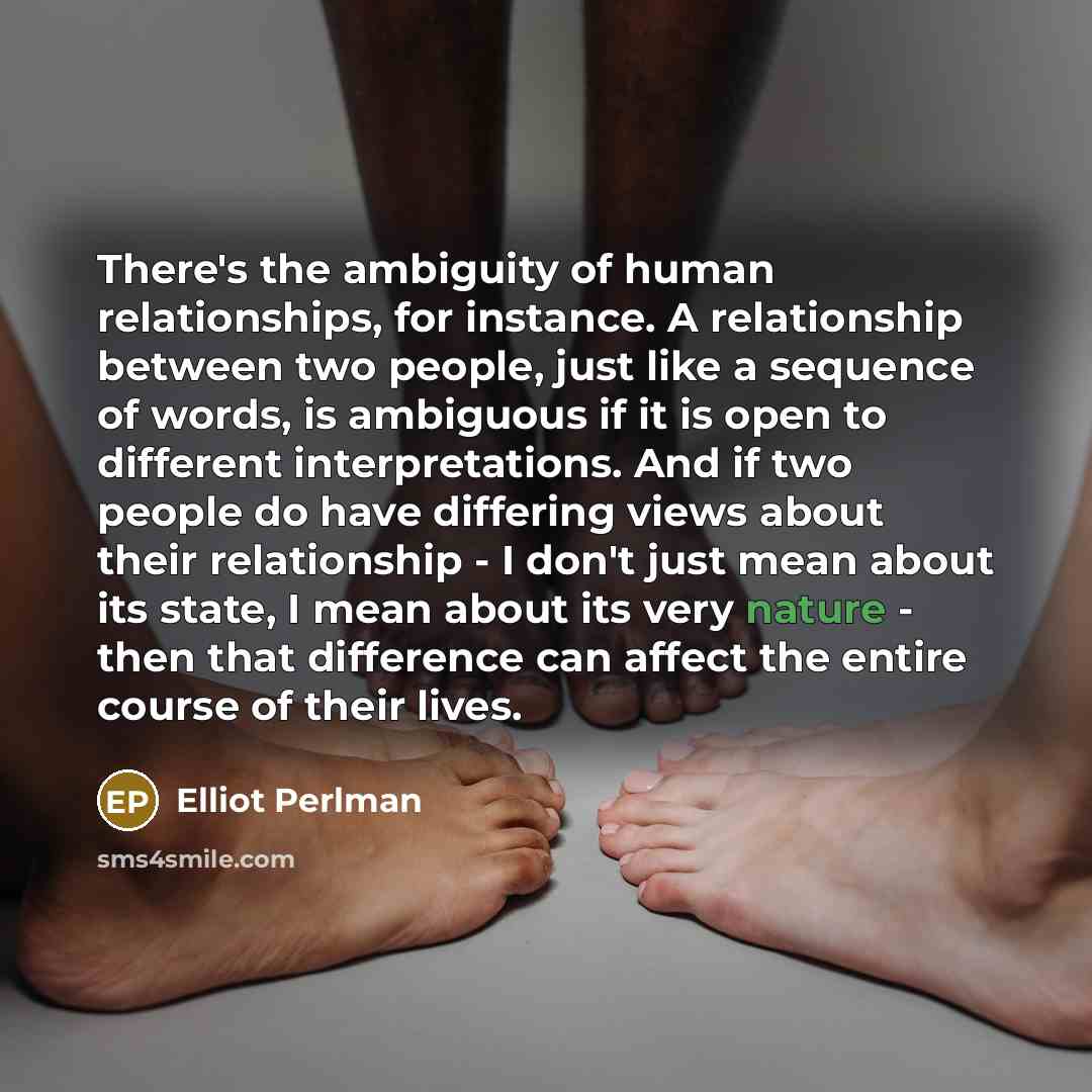 “There's the ambiguity of human relationships, for instance. A relationship…” quote by Elliot Perlman