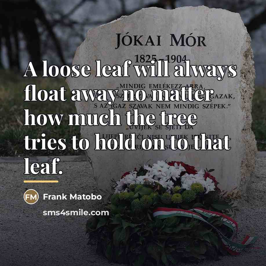 “A loose leaf will always float away no matter how…” quote by Frank Matobo
