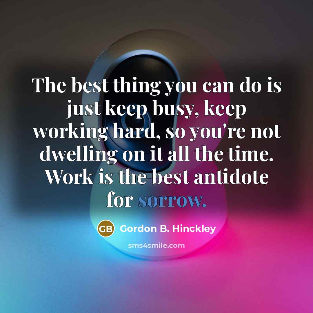 “The best thing you can do is just keep busy,…” quote by Gordon B. Hinckley