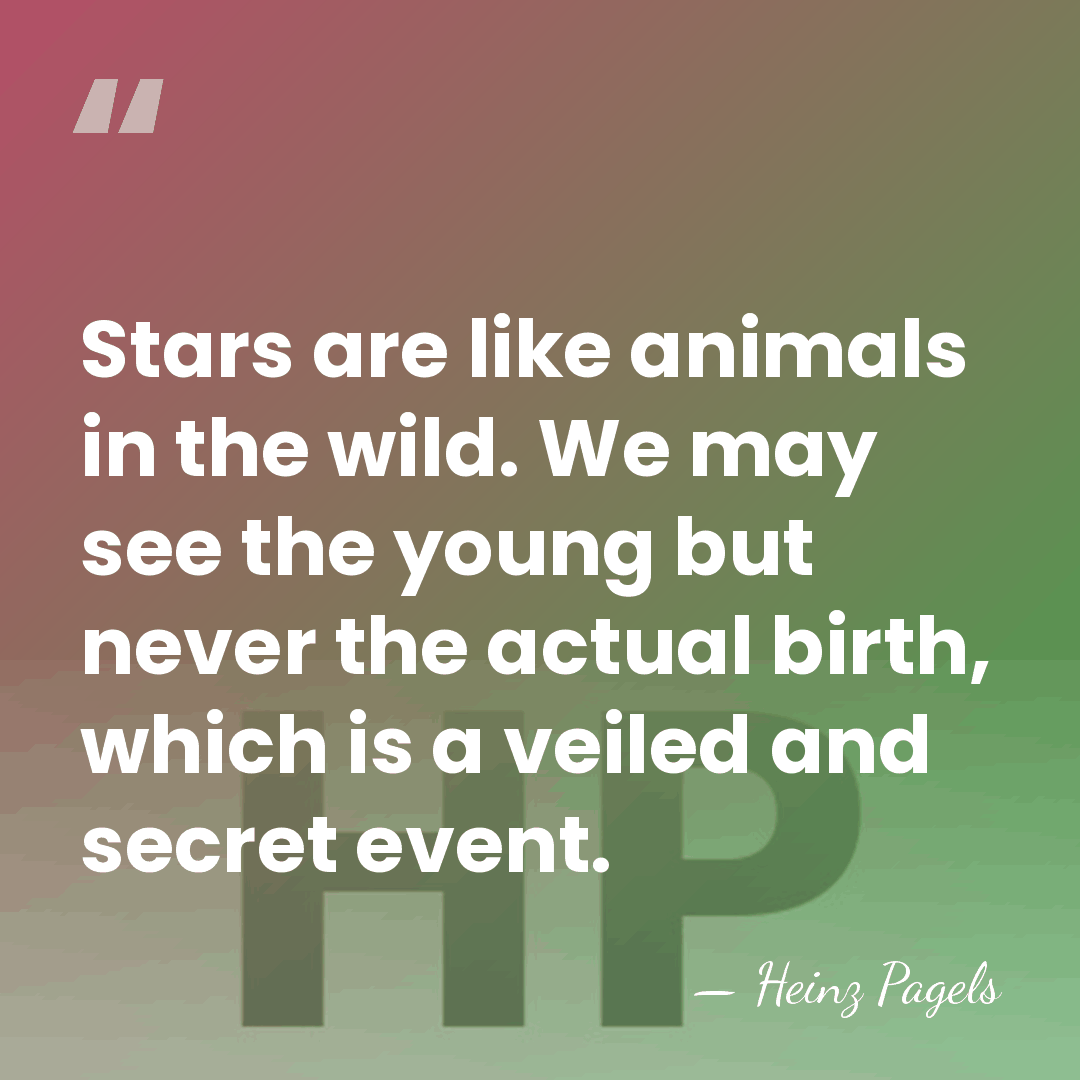Stars are like animals in the wild. We may see the young&hellip; - Heinz Pagels