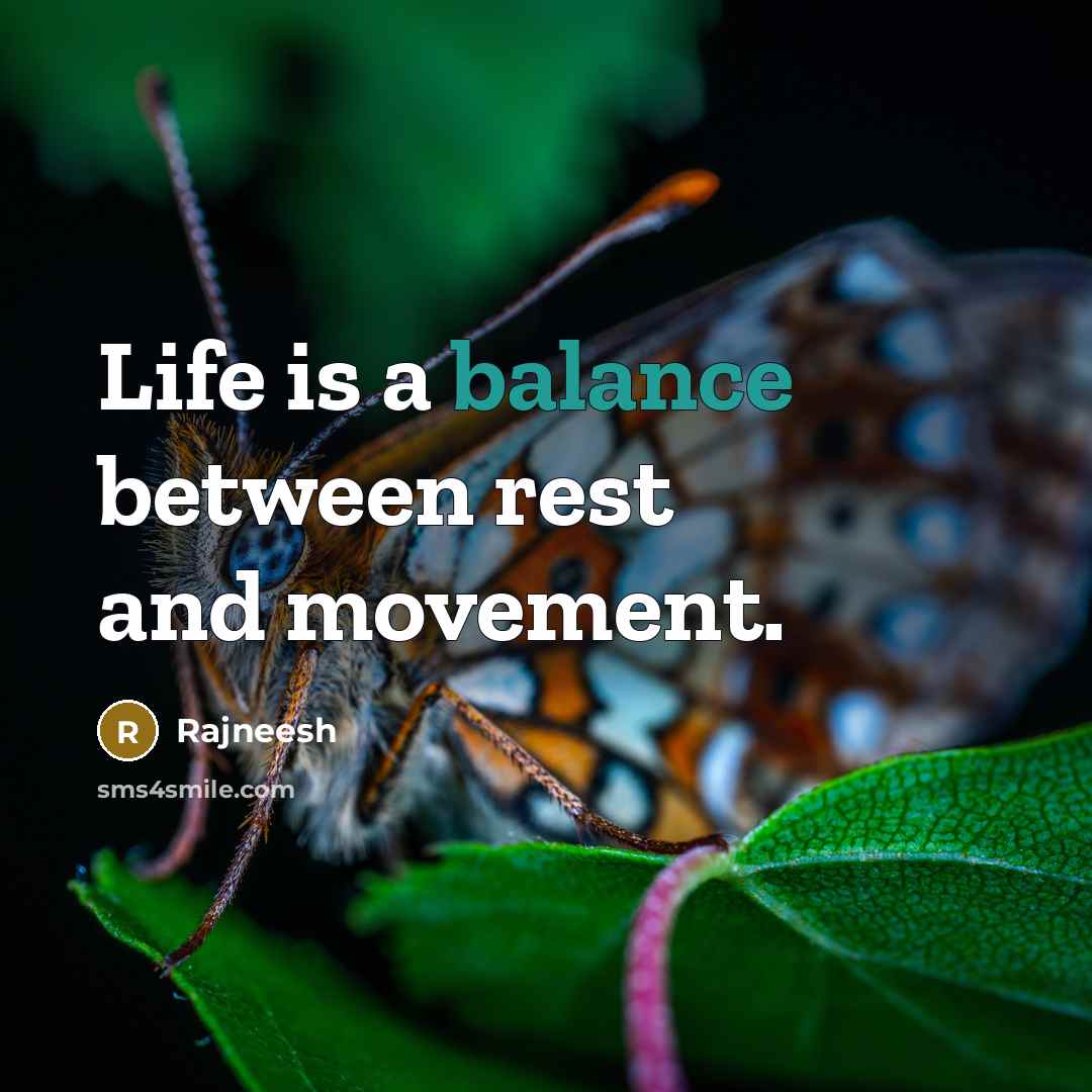 “Life is a balance between rest and movement.…” quote by Rajneesh