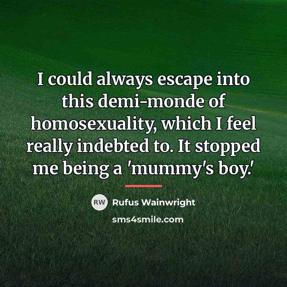 “I could always escape into this demi-monde of homosexuality, which…” quote by Rufus Wainwright