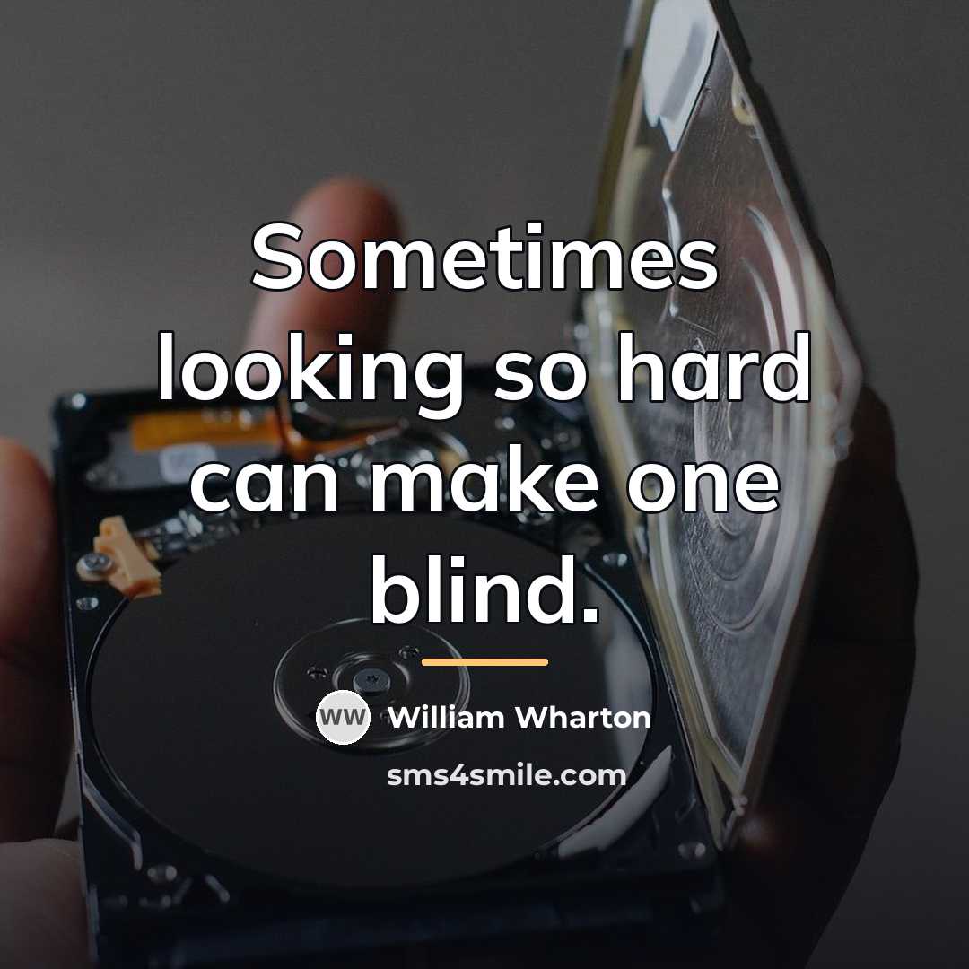 “Sometimes looking so hard can make one blind.…” quote by William Wharton