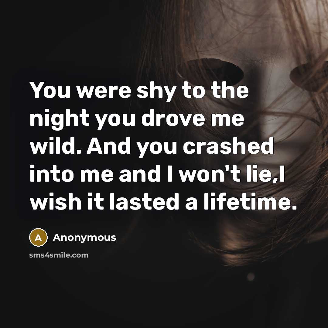 “You were shy to the night you drove me wild.…” quote by Anonymous