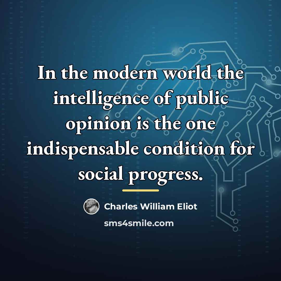 “In the modern world the intelligence of public opinion is…” quote by Charles William Eliot