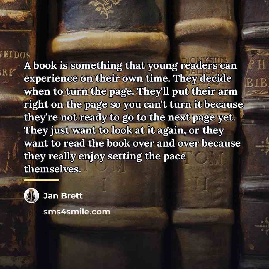 “A book is something that young readers can experience on…” quote by Jan Brett