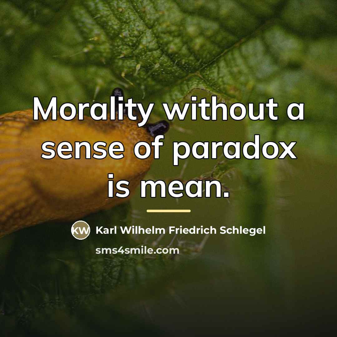 “Morality without a sense of paradox is mean.…” quote by Karl Wilhelm Friedrich Schlegel