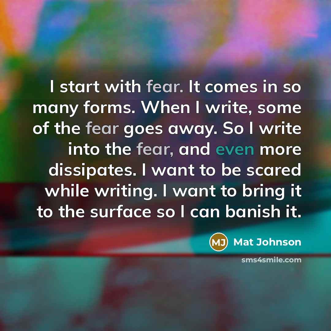 “I start with fear. It comes in so many forms.…” quote by Mat Johnson