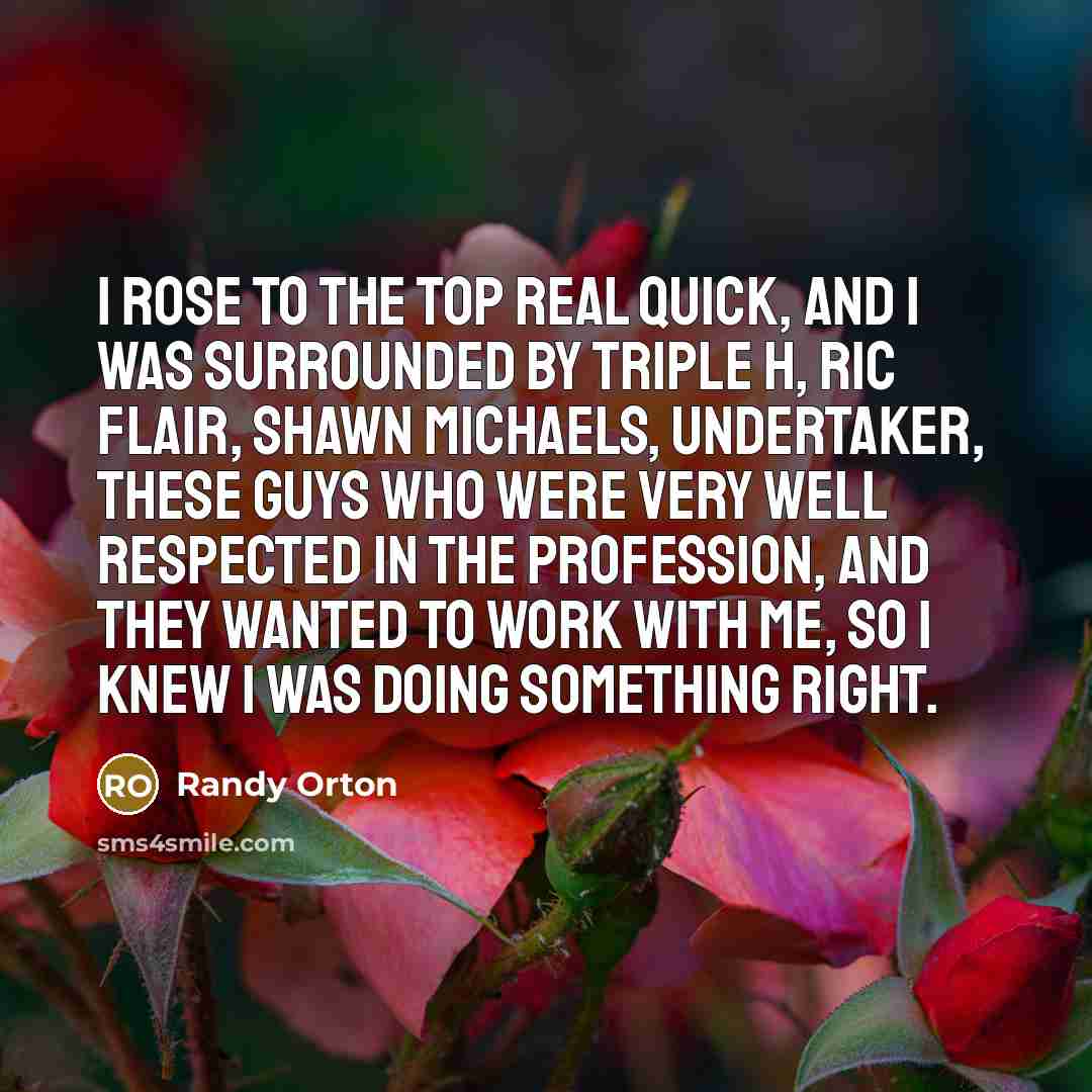 “I rose to the top real quick, and I was…” quote by Randy Orton