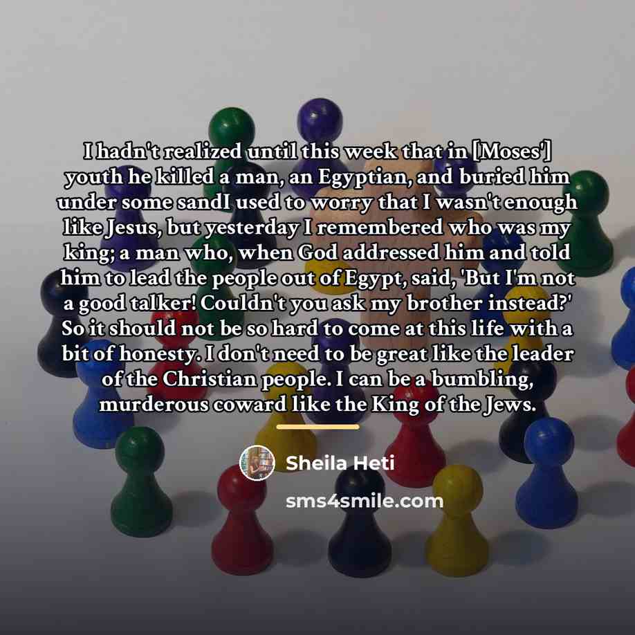 “I hadn't realized until this week that in [Moses'] youth…” quote by Sheila Heti