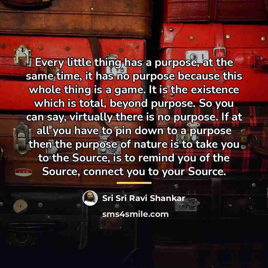 “Every little thing has a purpose, at the same time,…” quote by Sri Sri Ravi Shankar
