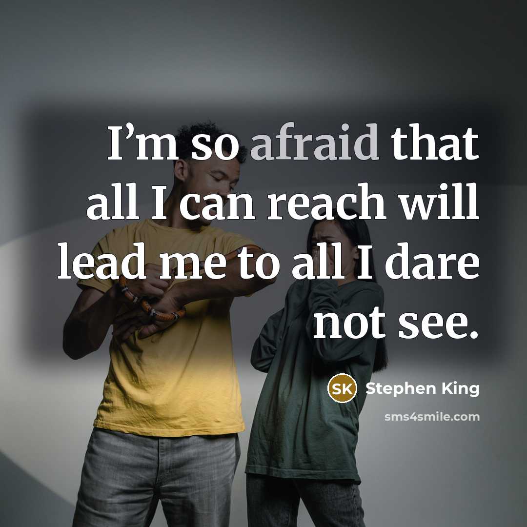 “I’m so afraid that all I can reach will lead me to all I dare not see.” quote by Stephen King