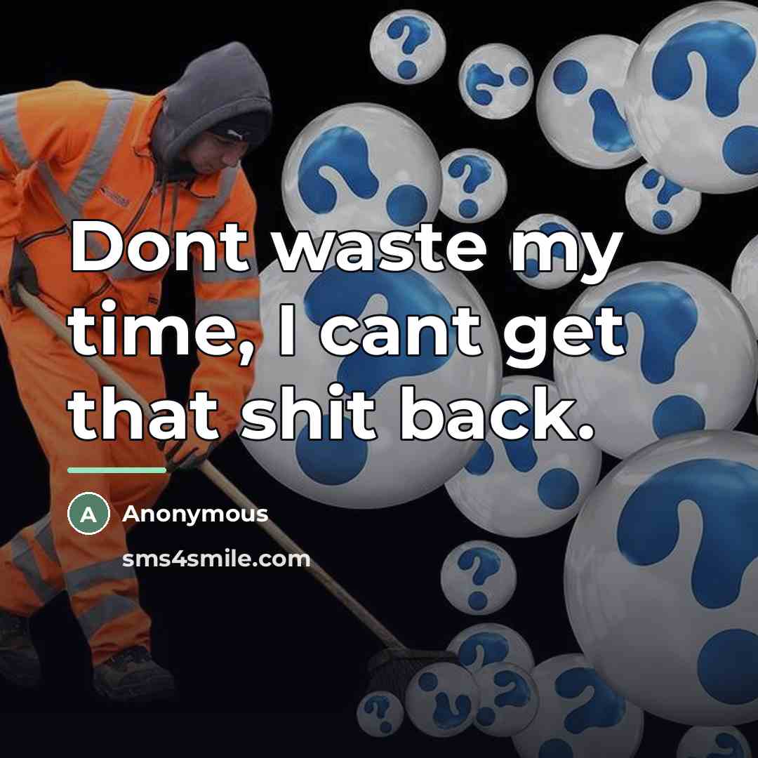 “Dont waste my time, I cant get that shit back.…” quote by Anonymous