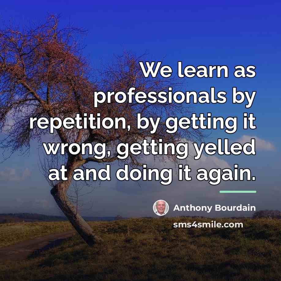 “We learn as professionals by repetition, by getting it wrong,…” quote by Anthony Bourdain