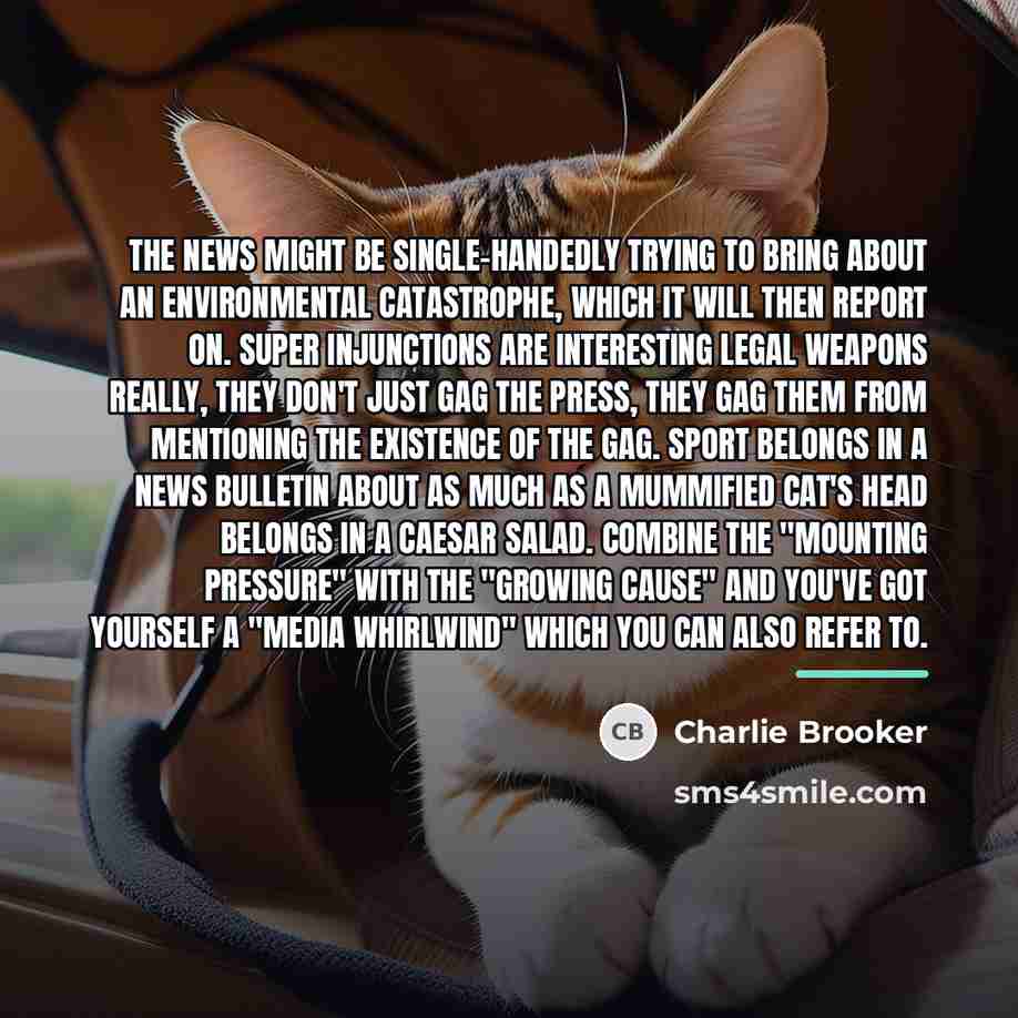 “The news might be single-handedly trying to bring about an…” quote by Charlie Brooker